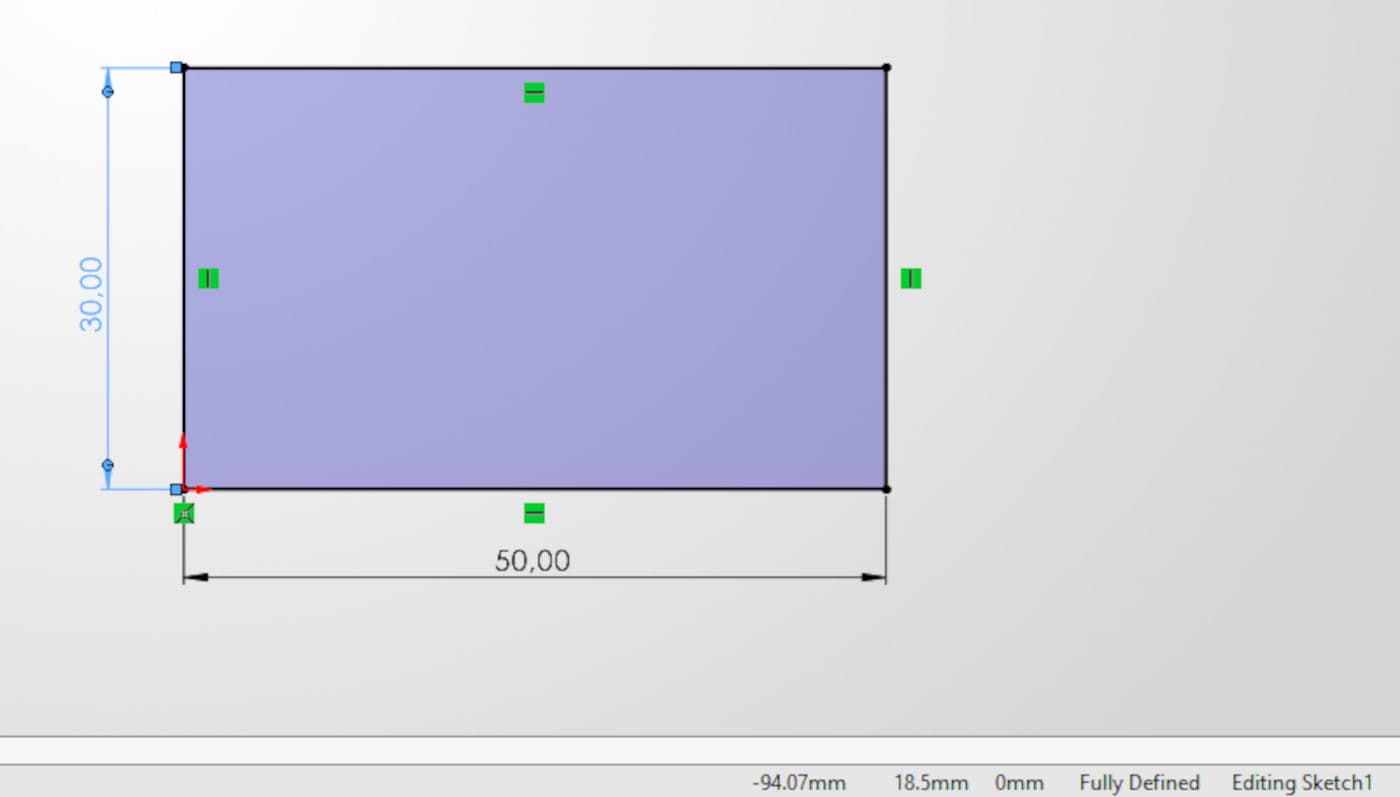 Fullt definert skisse i SolidWorks
